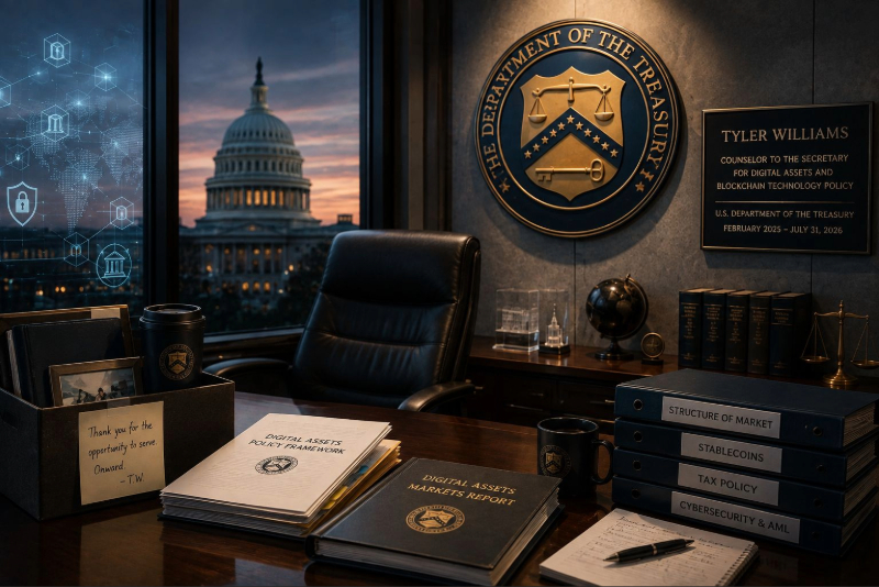 Bessent pierde a su asesor cripto justo cuando CLARITY se atasca en el Senado.