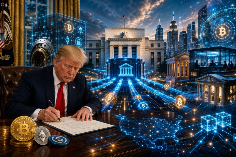 Trump Firma una Orden Ejecutiva para Integrar Crypto en el Sistema Financiero Americano.